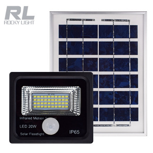 Rocky light 10W 20W 30W 50W flood light PIR motion sensor waterproof solar panel for outdoor