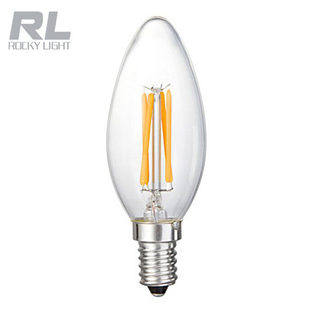 Rocky light E27 AC110V/220 3W/4W/6W/8W vintage Edison led filament bulb with candle shape led filament light led filament lamp