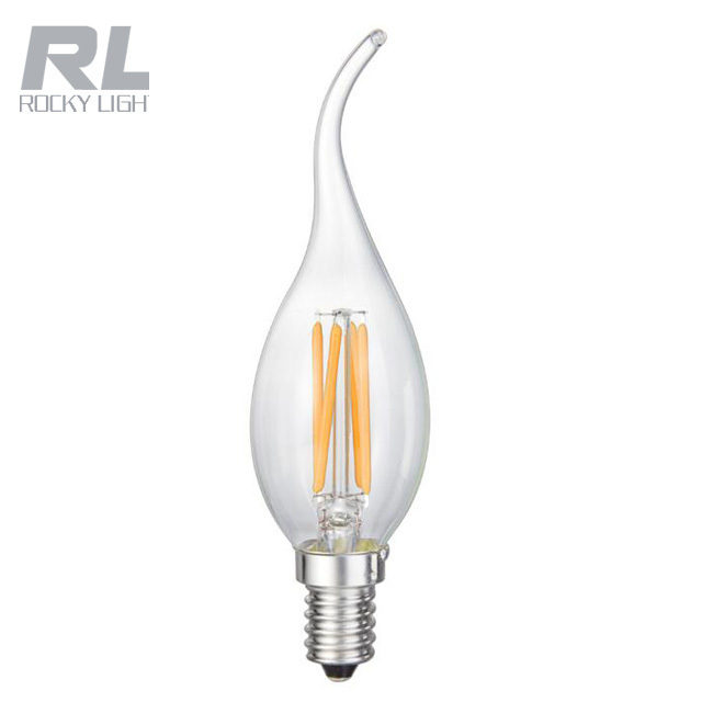 Rocky light E27 AC110V/220 3W/4W/6W/8W vintage Edison led filament bulb with candle shape led filament light led filament lamp