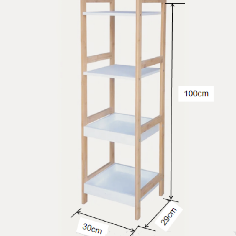 Free Standing Simple Indoor Bamboo 5 Layer Display Shelf for Living Room and Bedroom