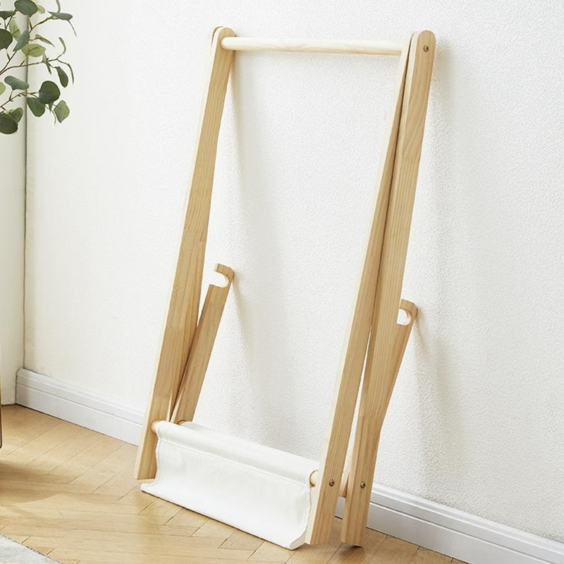 Bedroom Wooden Children Simple Coat Rack Free Standing Clothes Display Rack