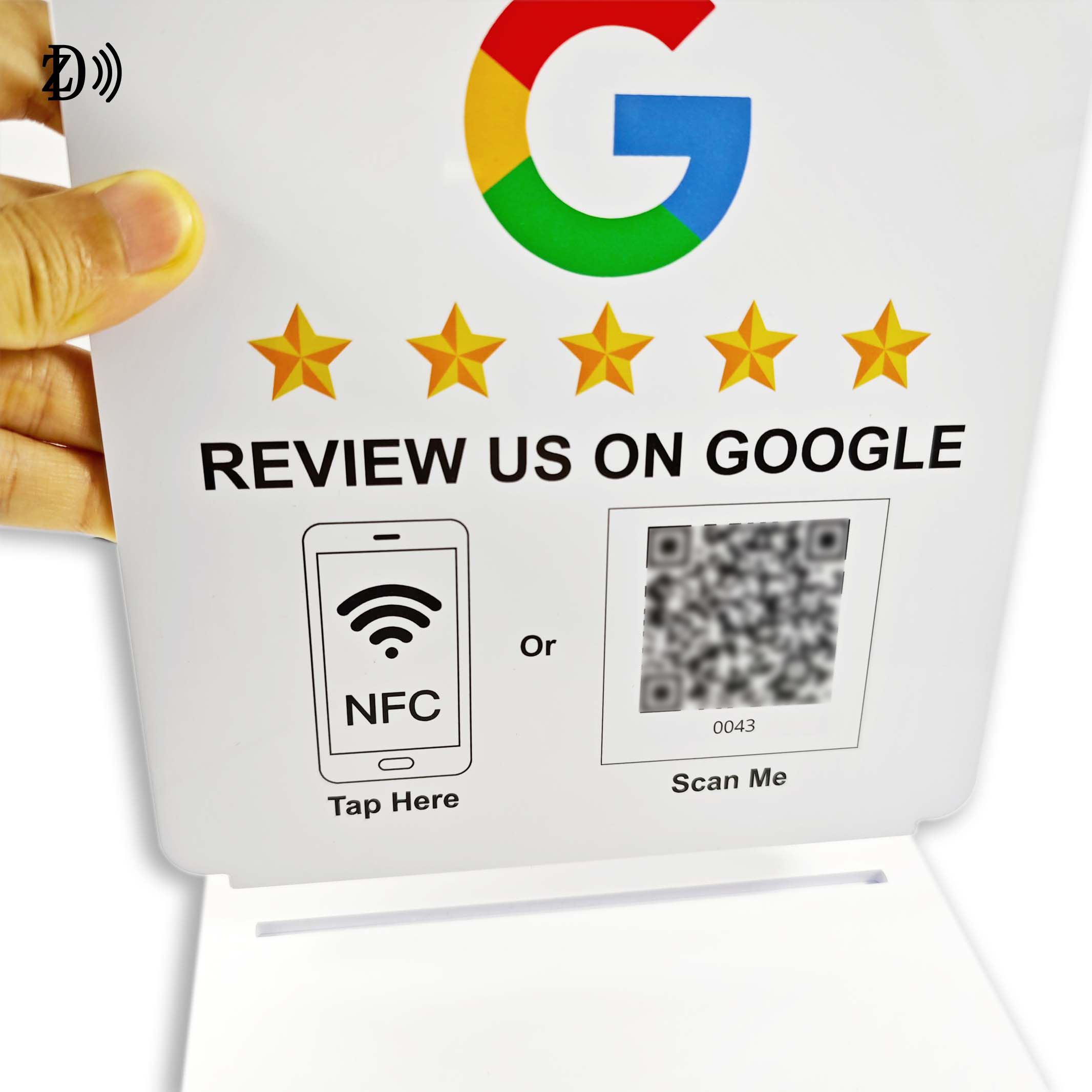 Large NFC Display Google Review Standing Customized Logo Printing NTAG215 RFID Stand Card