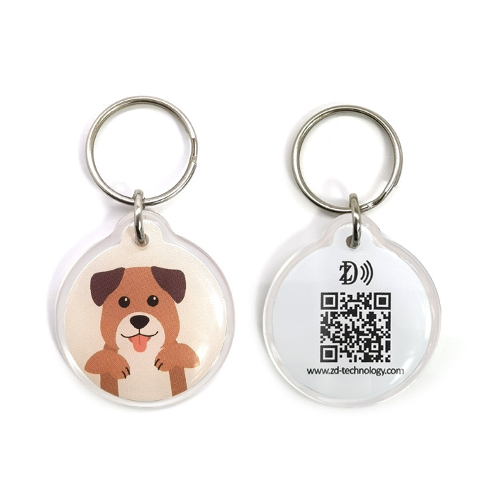 13.56MHz Full Epoxy Edge Custom logo and QR code print NFC Dog Tag Epoxy Pet Tag