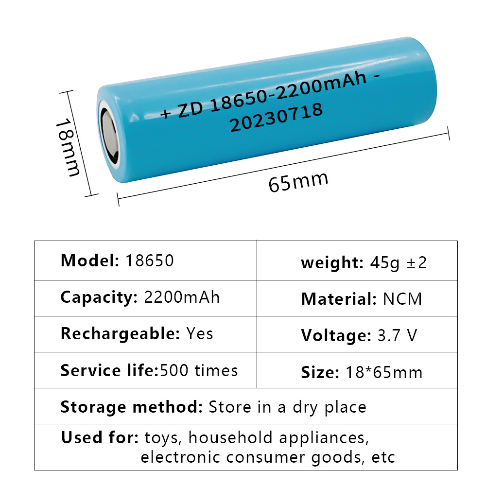 ZD 3.7V 18650 battery Rechargeable 2200mah high-capacity Product A flashlight 3.7V level lithium battery