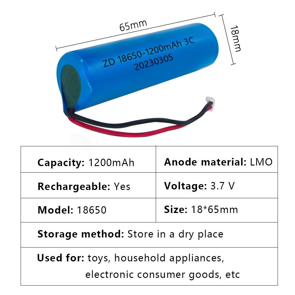 Lithium-ion battery  cell 3.7v 1200mah lithium 18650  battery Suitable for air cooling fan Flashlight