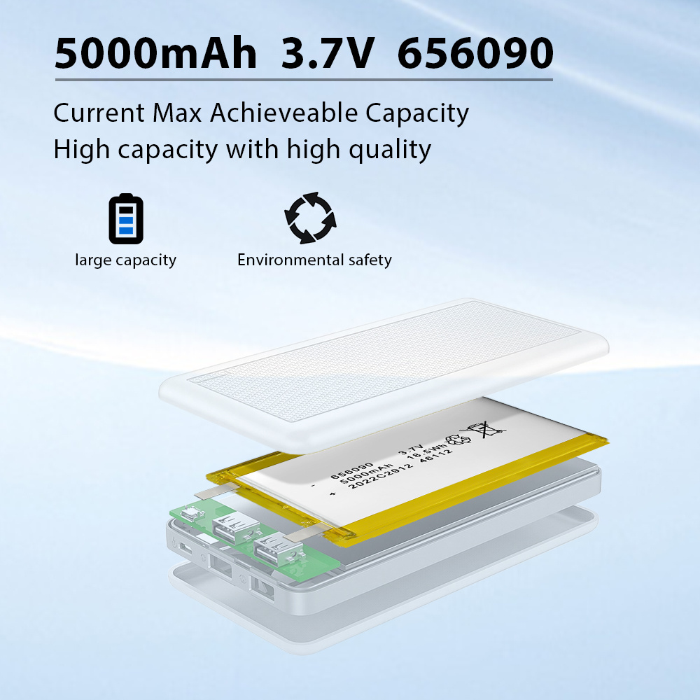 Rechargeable lipo battery 3.7V high capacity 5000mah lithium ion polymer battery 656090