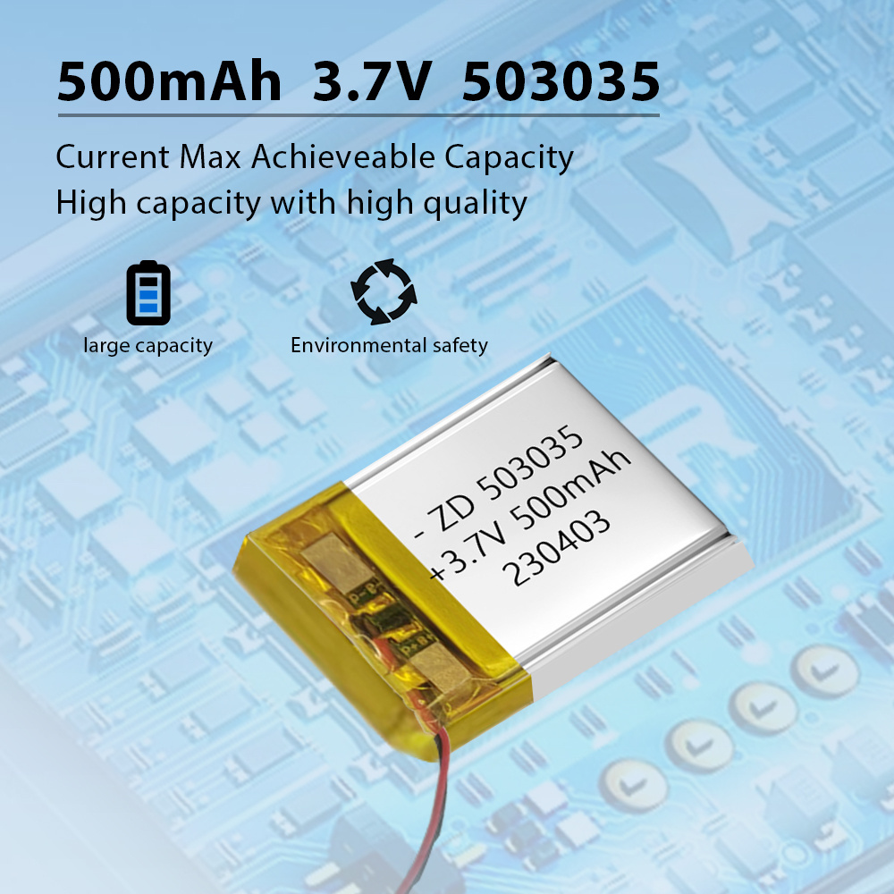 3.7V 500mAh lithium polymer battery 3 7V 503035 lithium-ion Lipo