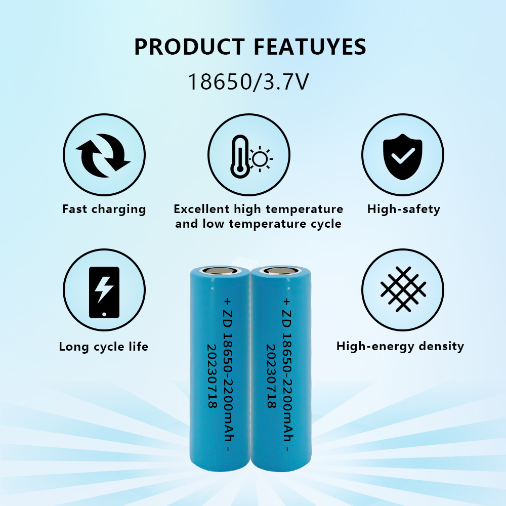 ZD 3.7V 18650 battery Rechargeable 2200mah high-capacity Product A flashlight 3.7V level lithium battery