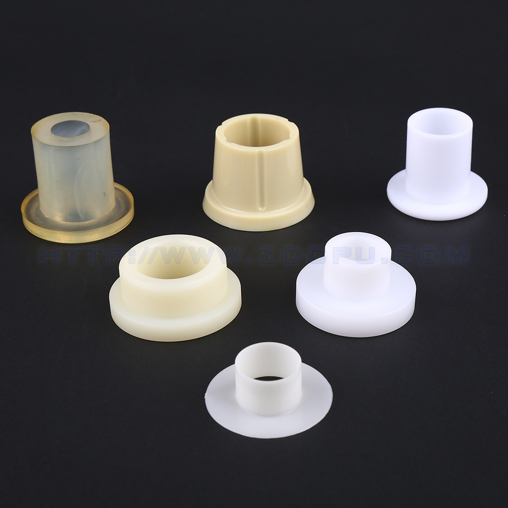 Custom CNC Machining PTFE Nylon Bearing Sleeve / Bush ABS Plastic Bushing With Flange