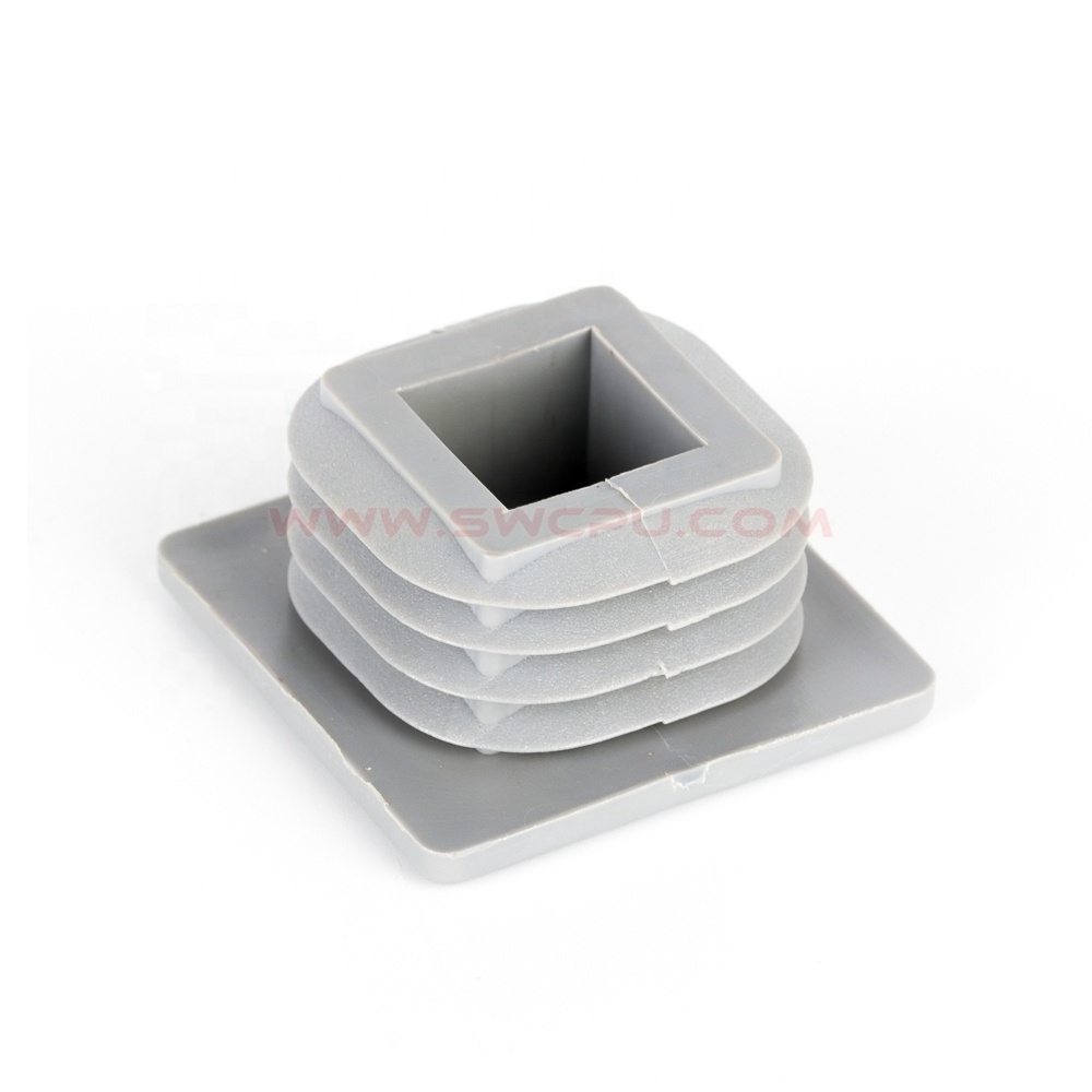 Custom Rectangular Thread Nylon Pipe End Cap / Plastic End Caps For Rectangular Tube