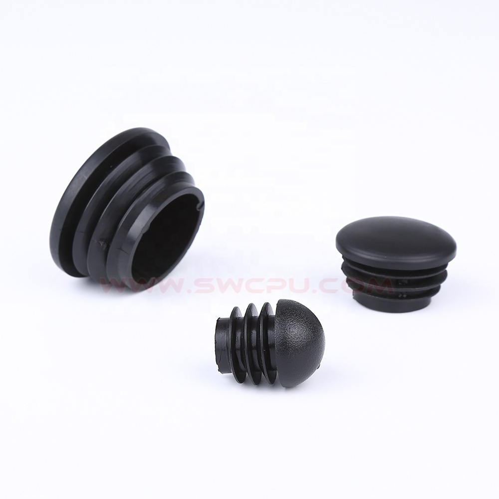 Custom Rectangular Thread Nylon Pipe End Cap / Plastic End Caps For Rectangular Tube