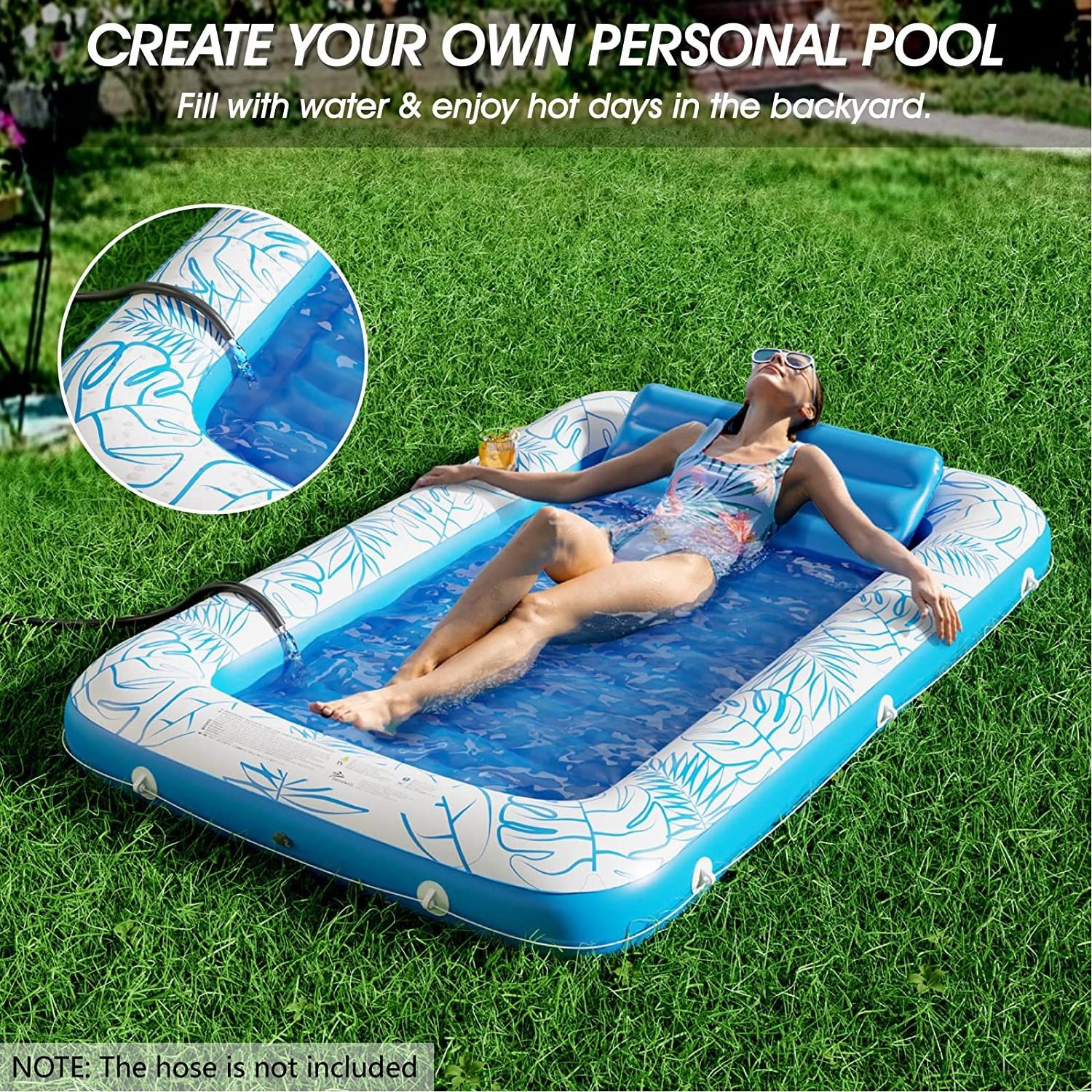 Skin tanning lazy lounge chair water floating raft sunbathing air mattress inflatable swimming pool float