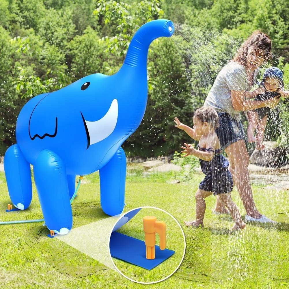 Outdoor water park elephant shape  blue splash spray water toys inflatable elephants