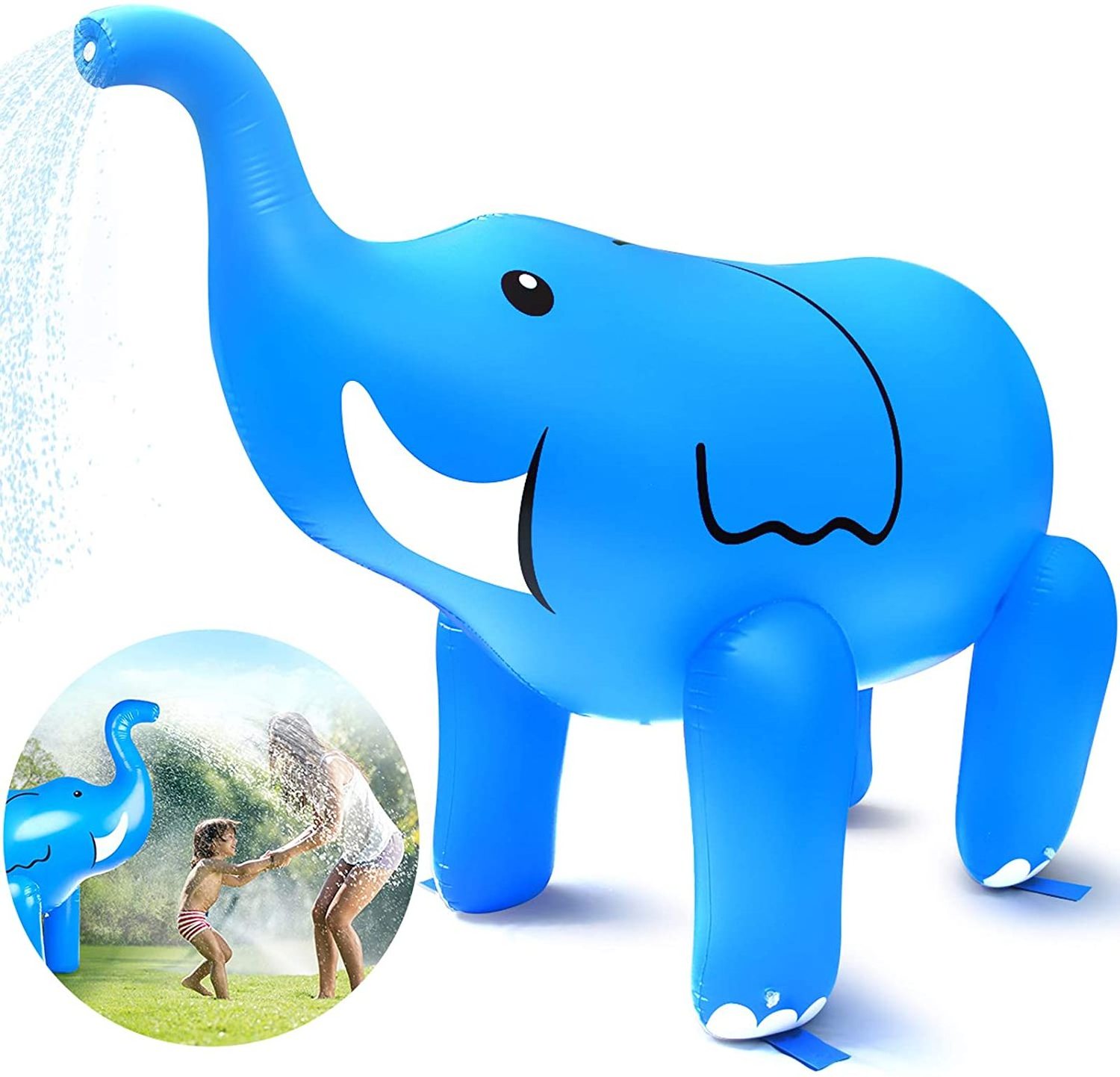 Outdoor water park elephant shape  blue splash spray water toys inflatable elephants