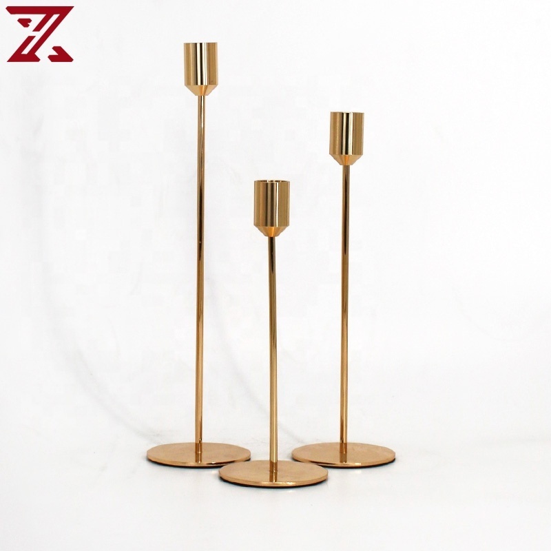 Modern Gold Black Standing Candle Holders Metal Iron Stick Candle Holders For Table Decorative