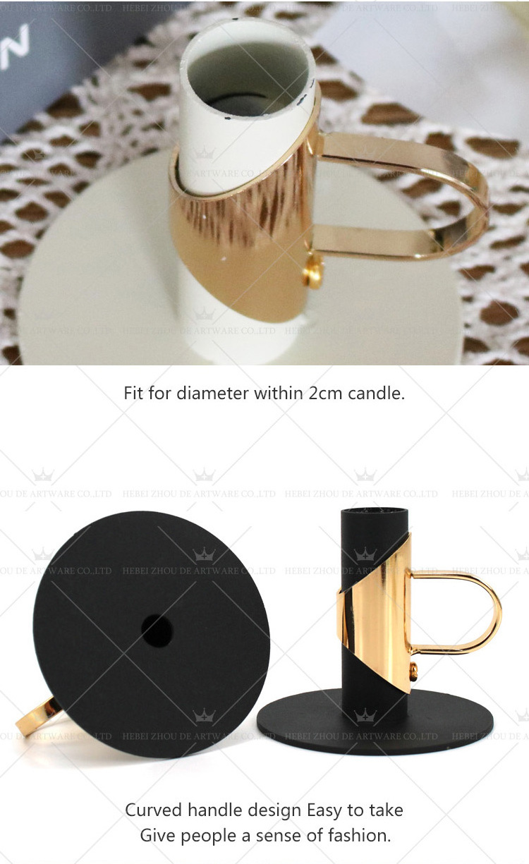 Nordic light luxury matte black iron candlestick holder tote cup metal candle holder for home table decoration