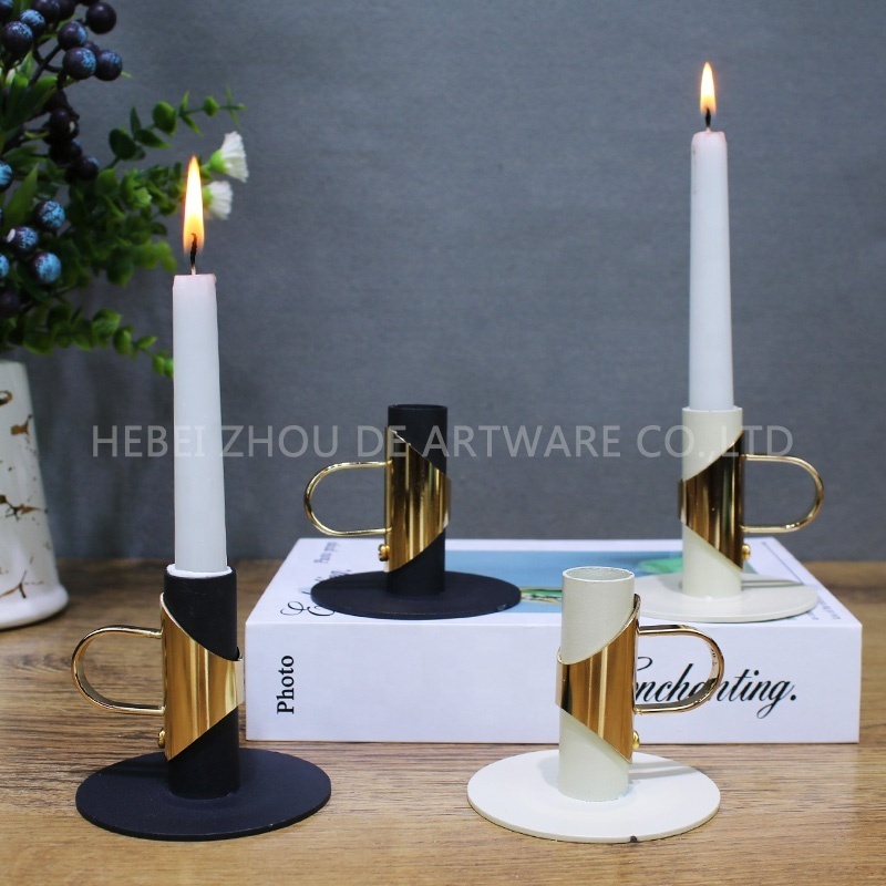 Nordic light luxury matte black iron candlestick holder tote cup metal candle holder for home table decoration