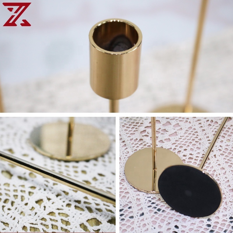 Modern Gold Black Standing Candle Holders Metal Iron Stick Candle Holders For Table Decorative