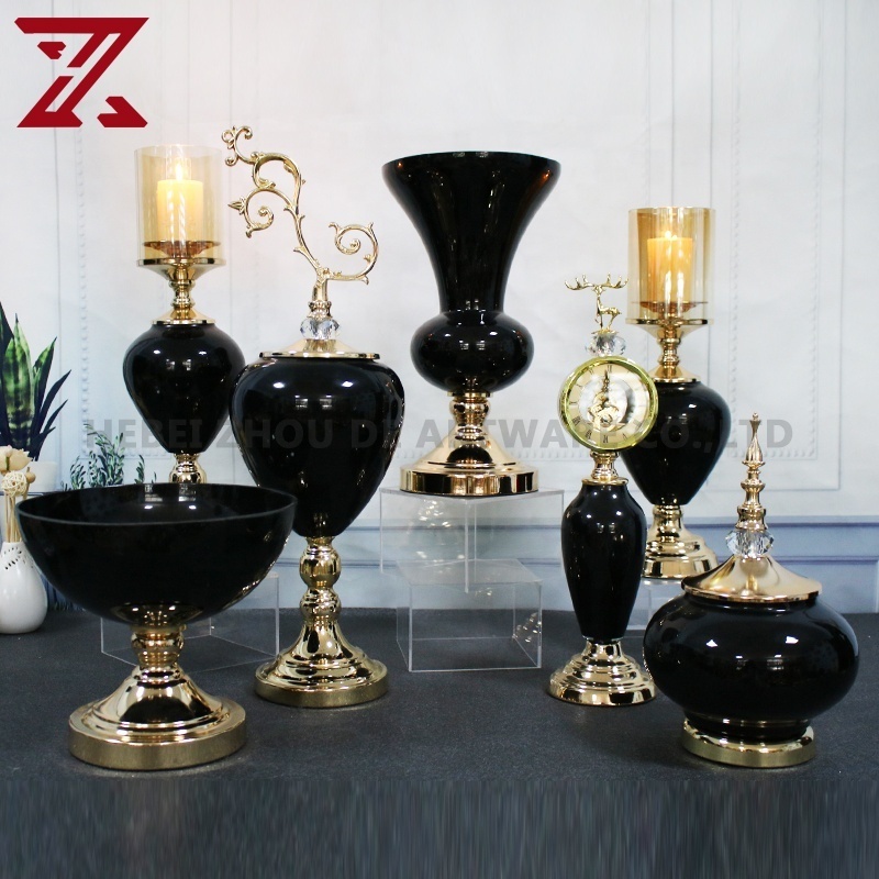 modern glass decorative vase crystal display pieces fruit bowl and clocks set home decor accessories for living room decor