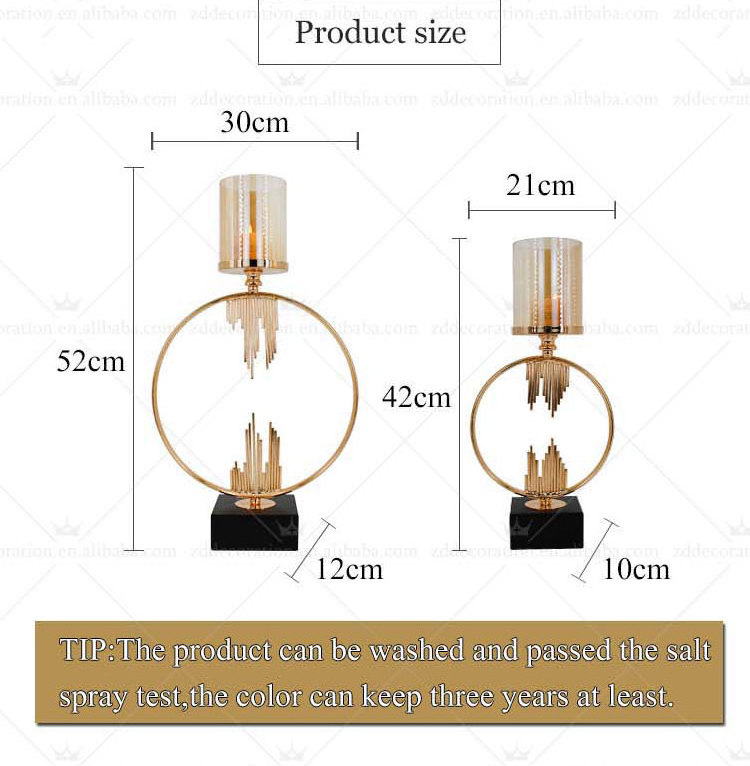 European style metal geometric candle holder unique hurricane metal with glass lid candle holders for candle