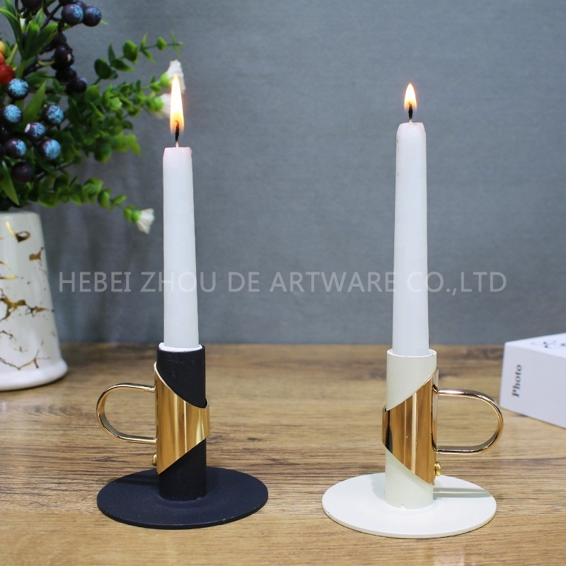 Nordic light luxury matte black iron candlestick holder tote cup metal candle holder for home table decoration