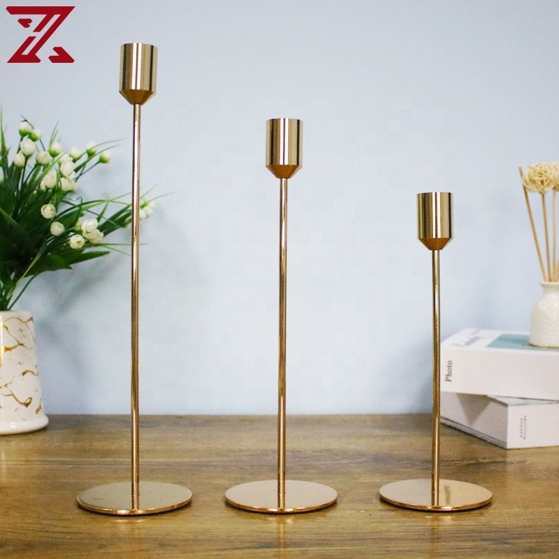 Modern Gold Black Standing Candle Holders Metal Iron Stick Candle Holders For Table Decorative