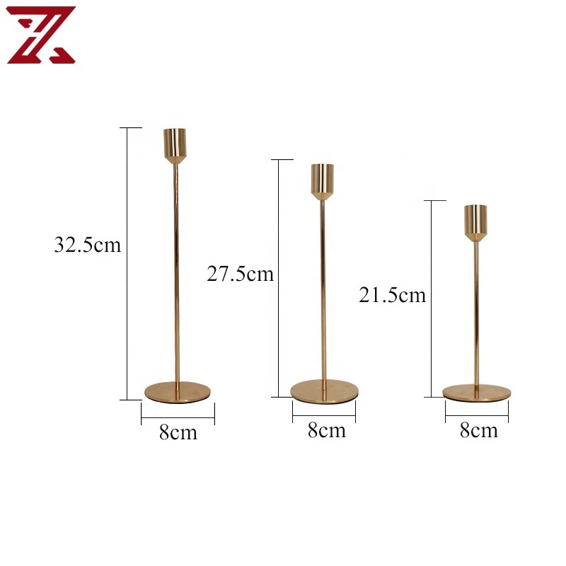 Modern Gold Black Standing Candle Holders Metal Iron Stick Candle Holders For Table Decorative