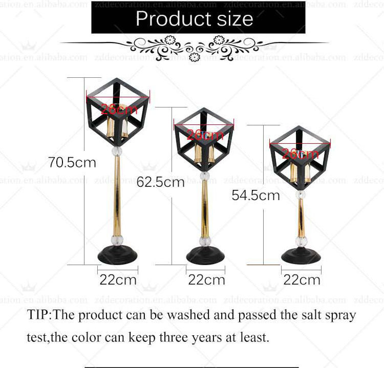 Factory promotion geometry black candle holder personality metal pillar with glass lid candle holders