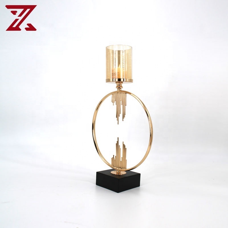 European style metal geometric candle holder unique hurricane metal with glass lid candle holders for candle