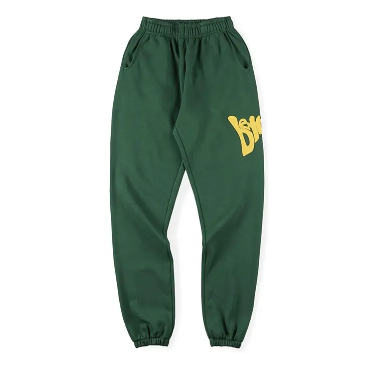 Custom mens sweatpants and hoodie set puff printing logo craft 100% cotton French terry tracksuits