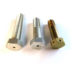 New Popular Factory Cost Carbon Steel Alloy Steel Hex Head Bolt With Hole Zinc Plated For Cotter Pin