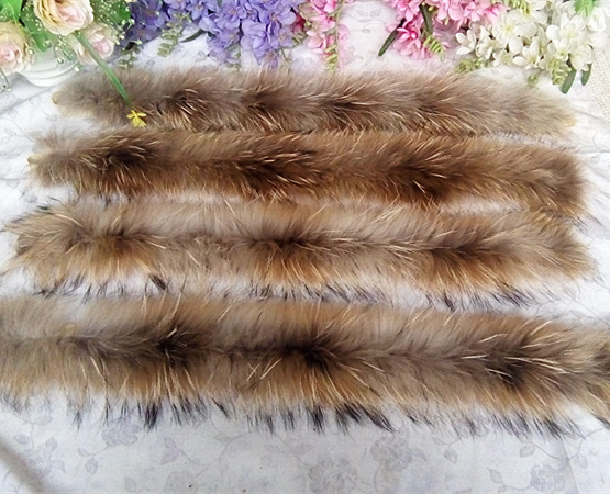 ZDFURS * Real Fur Collar 100% Genuine Raccoon Fur stripes 70cm Fur Trim of Down Coat Hooded