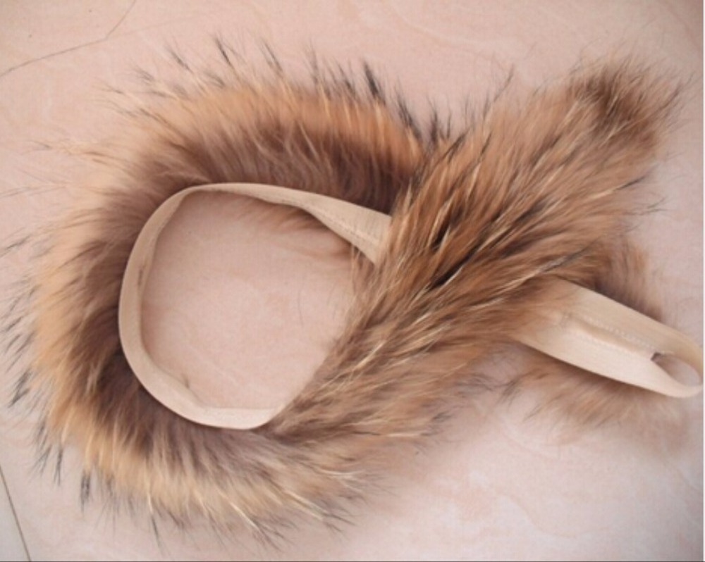 ZDFURS * Real Fur Collar 100% Genuine Raccoon Fur stripes 70cm Fur Trim of Down Coat Hooded