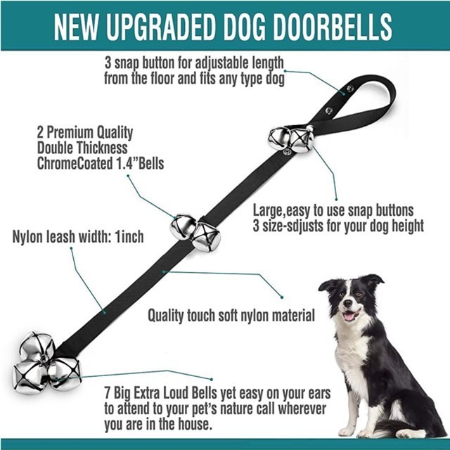 Premium Quality Great Dog Bells Puppy Potty Training Adjustable webbing strap Dog door Bells