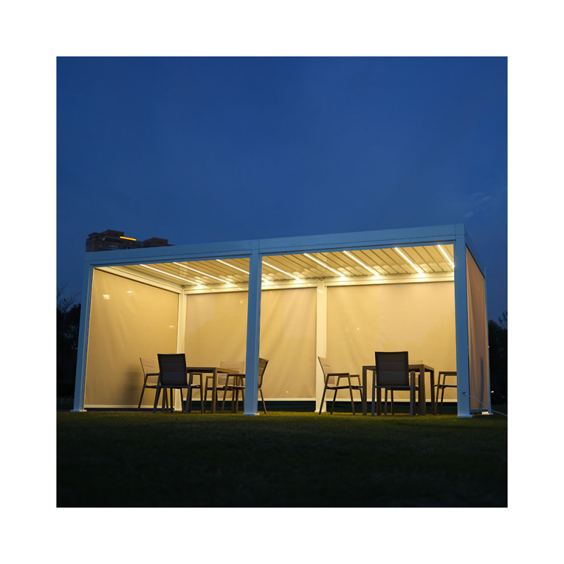 2024 Custom modern pergola lightswaterproof aluminium outdoor canopy gazebo louvered pergola