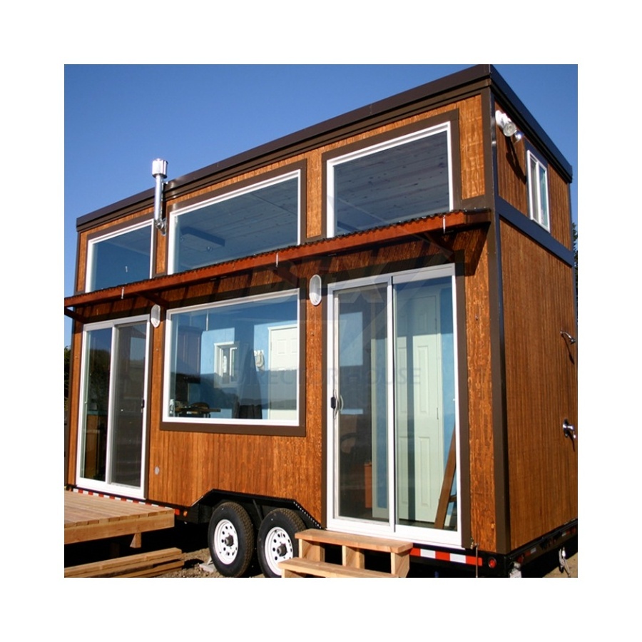 Low Cost Australian Movable Tiny House on 4 Wheels Aluminum 8' x 24 Trailer Container with Bathroom for Sale