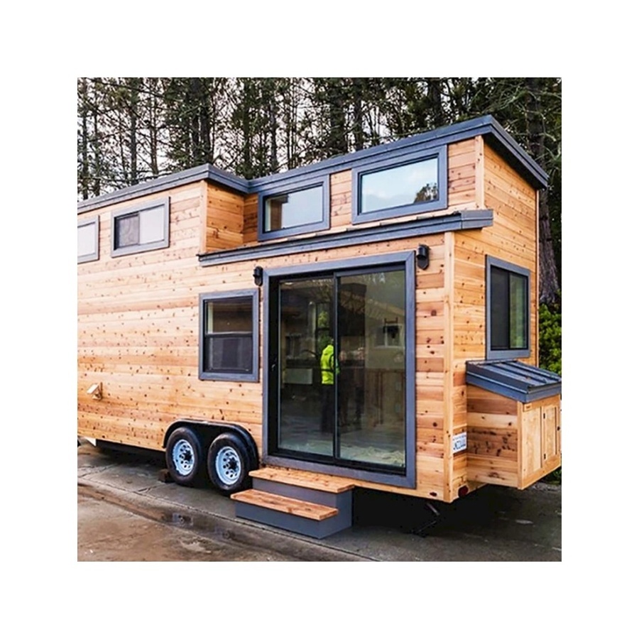 Low Cost Australian Movable Tiny House on 4 Wheels Aluminum 8' x 24 Trailer Container with Bathroom for Sale