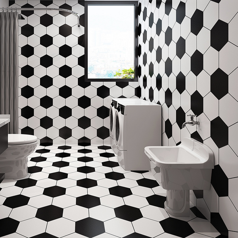 Black and White Waterproof Self Adhesive Texture Floor Room Wall Panels Bathroom Peel and Stick Tile Wallpaper