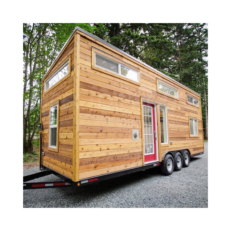 Low Cost Australian Movable Tiny House on 4 Wheels Aluminum 8' x 24 Trailer Container with Bathroom for Sale