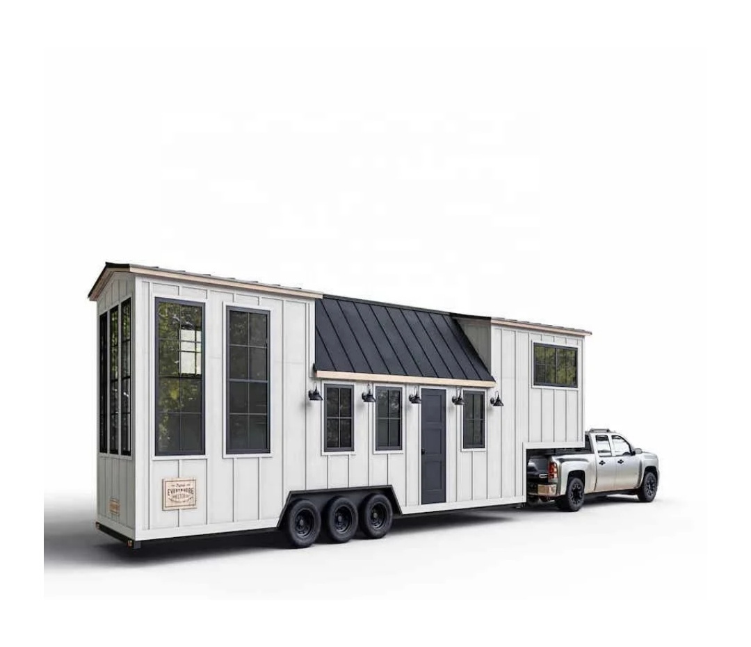 Factory price custom mobile travel light steel frame prefab villa mobile home travel trailer tiny house on wheels