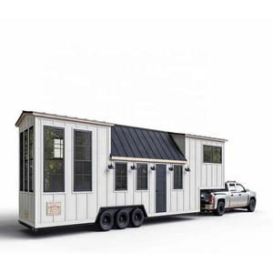 Factory price custom mobile travel light steel frame prefab villa mobile home travel trailer tiny house on wheels