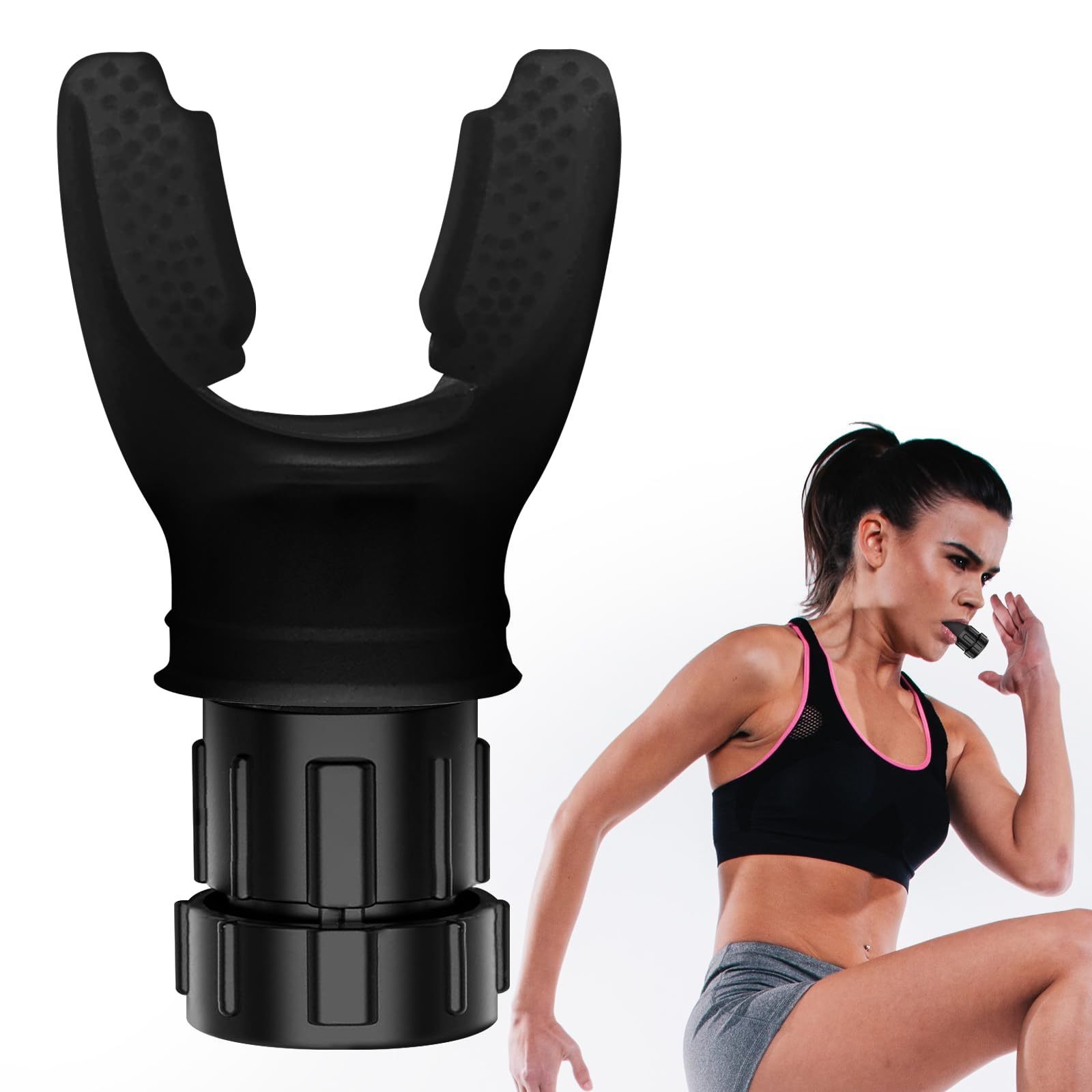 Black Silicone Lung Exercise Breathe Trainer Running Speed Machine  Breathing Exercise Device Lung Training