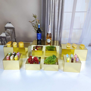 Mirror Acrylic Buffet Display Nesting Cube Food Display gold mirror Acrylic Risers for Wedding Party