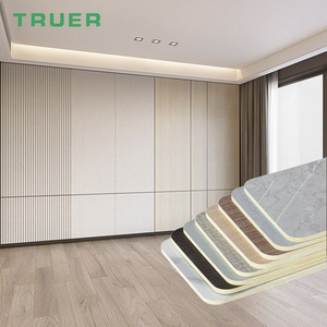 WPC PVC Foam board interior decorative Fireproof TV wall panelsboard cladding wood veneer laminated wall panel