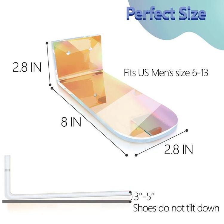 Iridescent Acrylic Floating Display Rack Rainbow Shelf Wall Mounted Organizer Stand for Displaying Collections Shoe Box