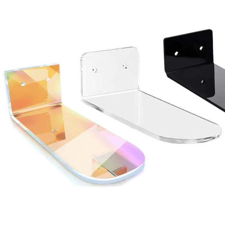 Iridescent Acrylic Floating Display Rack Rainbow Shelf Wall Mounted Organizer Stand for Displaying Collections Shoe Box