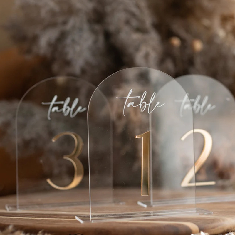 customs plexiglass table sign holder luxury acrylic arch mirror wedding centerpieces Place Cards Table Numbers