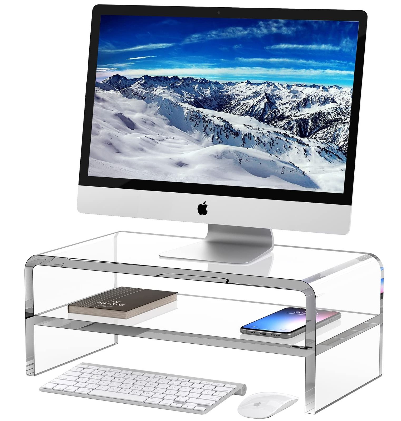 acrylic computer monitor stand clear  office table riser office lift table computer riser desk office furniture