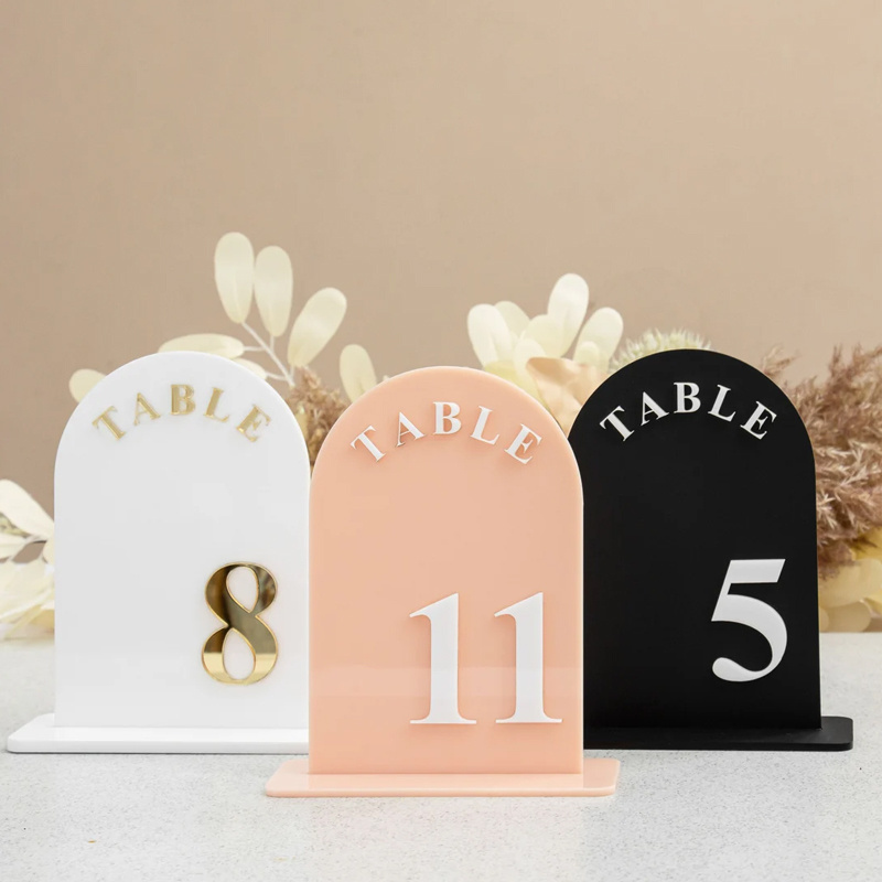 customs plexiglass table sign holder luxury acrylic arch mirror wedding centerpieces Place Cards Table Numbers