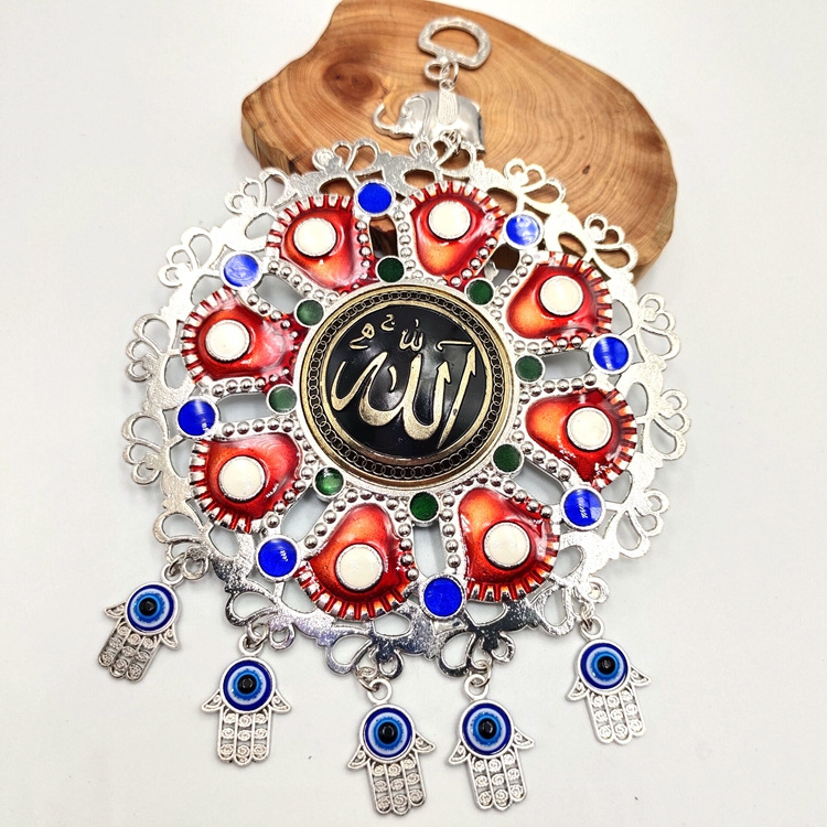 Wholesale Newest Enamel Red Blue Evil Eyes  Home Decoration With Small Hamsa Charms Alloy Wall Hanging